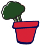 image of a red flowerpot with broccoli